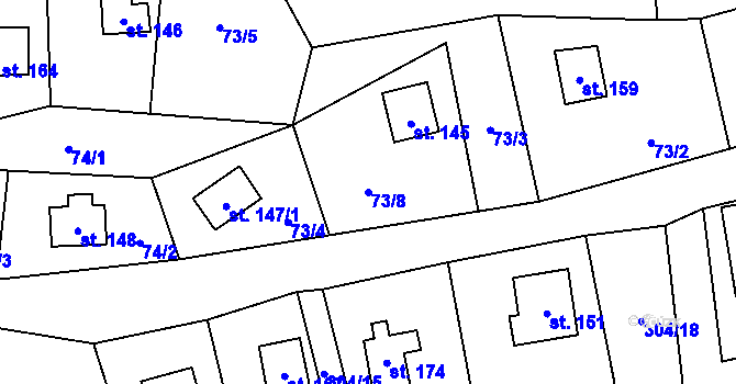 Parcela st. 73/8 v KÚ Horní Halže, Katastrální mapa