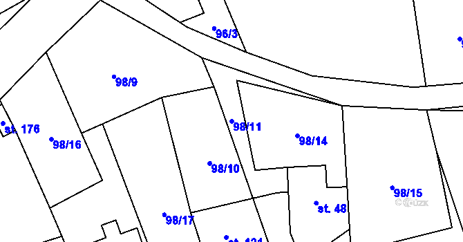 Parcela st. 98/11 v KÚ Horní Halže, Katastrální mapa