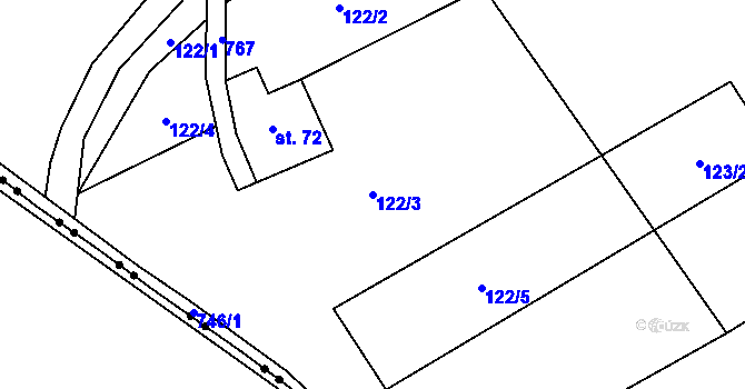 Parcela st. 122/3 v KÚ Horní Halže, Katastrální mapa
