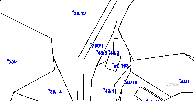 Parcela st. 43/5 v KÚ Horní Halže, Katastrální mapa