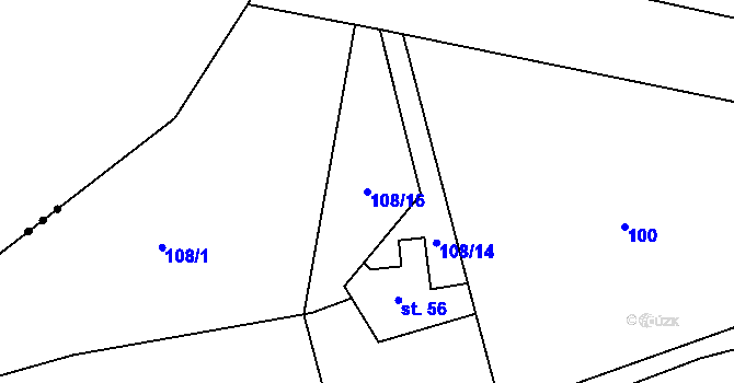 Parcela st. 108/16 v KÚ Horní Halže, Katastrální mapa