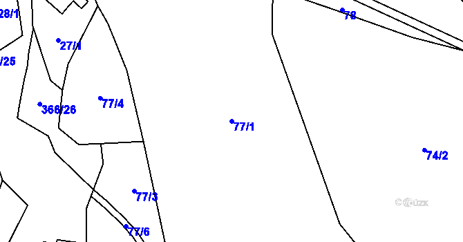 Parcela st. 77/1 v KÚ Kamenné, Katastrální mapa