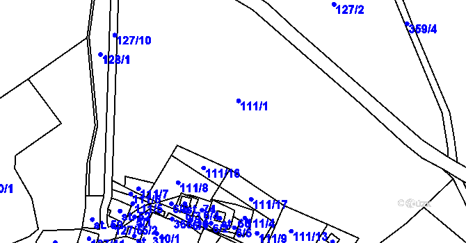 Parcela st. 111/1 v KÚ Kamenné, Katastrální mapa