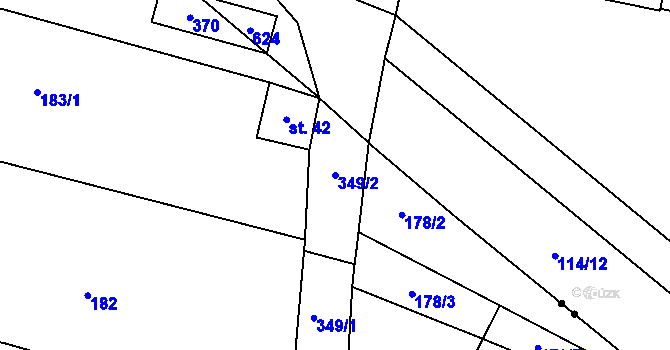 Parcela st. 349/2 v KÚ Kamenné, Katastrální mapa