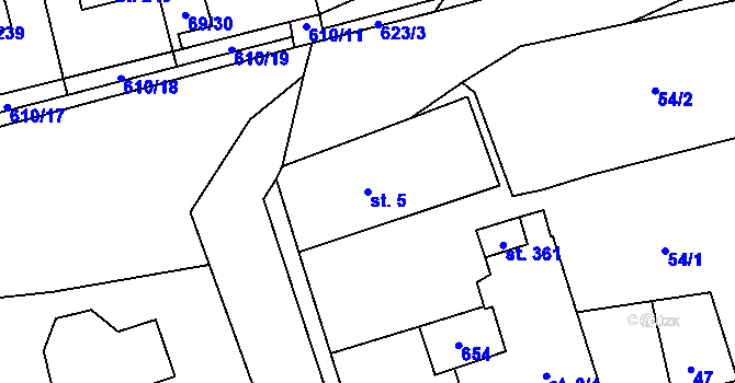 Parcela st. 5 v KÚ Měděnec, Katastrální mapa