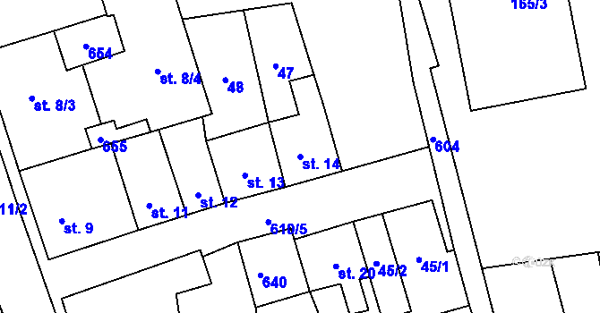Parcela st. 14 v KÚ Měděnec, Katastrální mapa