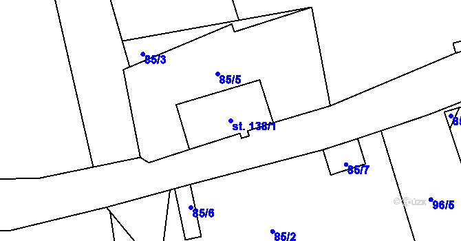 Parcela st. 138/1 v KÚ Měděnec, Katastrální mapa