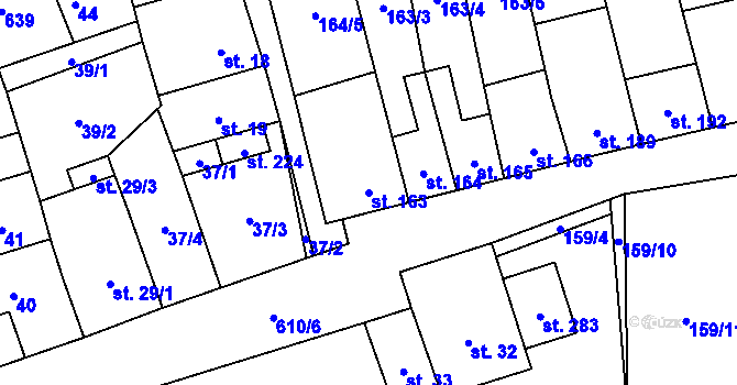 Parcela st. 163 v KÚ Měděnec, Katastrální mapa