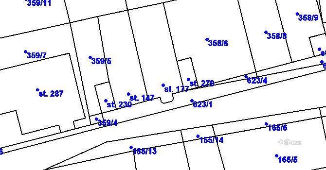 Parcela st. 177 v KÚ Měděnec, Katastrální mapa