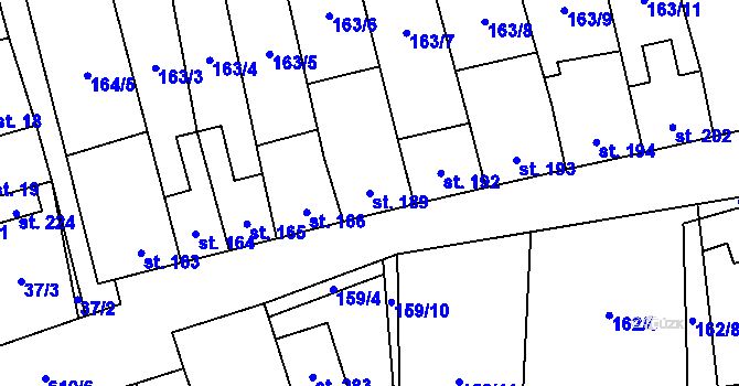 Parcela st. 189 v KÚ Měděnec, Katastrální mapa