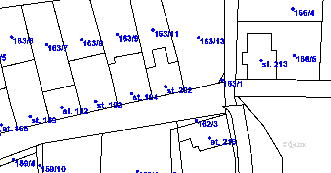 Parcela st. 202 v KÚ Měděnec, Katastrální mapa