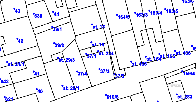 Parcela st. 224 v KÚ Měděnec, Katastrální mapa