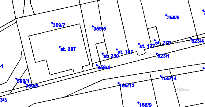 Parcela st. 230 v KÚ Měděnec, Katastrální mapa