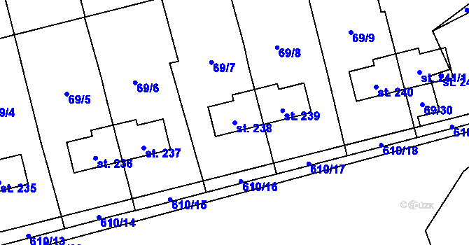 Parcela st. 238 v KÚ Měděnec, Katastrální mapa