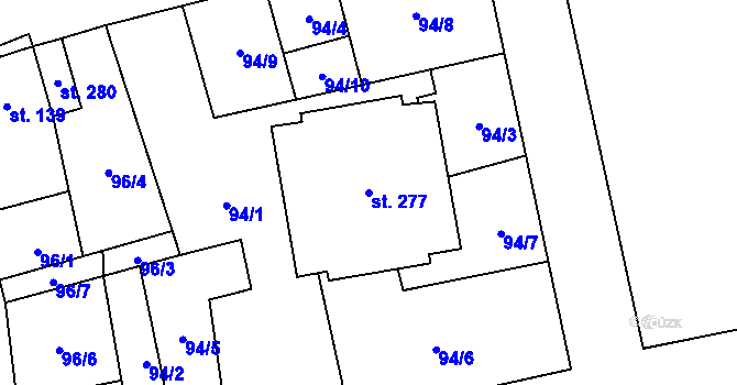 Parcela st. 277 v KÚ Měděnec, Katastrální mapa