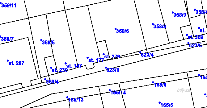 Parcela st. 279 v KÚ Měděnec, Katastrální mapa