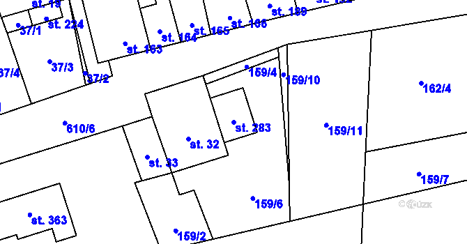 Parcela st. 283 v KÚ Měděnec, Katastrální mapa