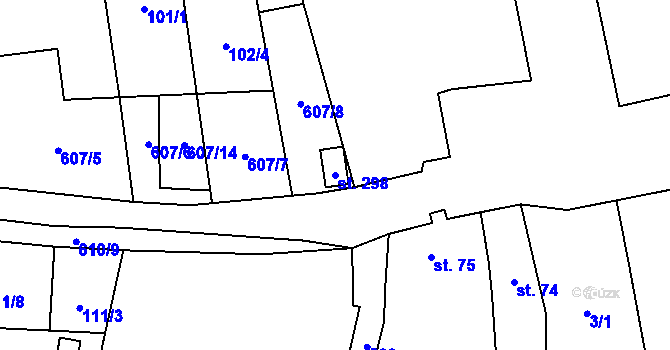 Parcela st. 298 v KÚ Měděnec, Katastrální mapa