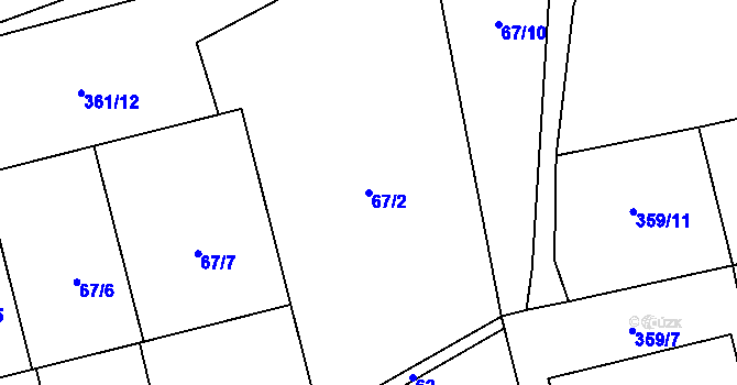 Parcela st. 67/2 v KÚ Měděnec, Katastrální mapa