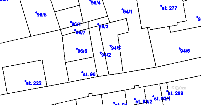 Parcela st. 94/2 v KÚ Měděnec, Katastrální mapa
