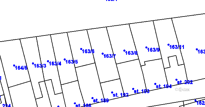 Parcela st. 163/7 v KÚ Měděnec, Katastrální mapa