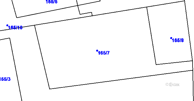 Parcela st. 165/7 v KÚ Měděnec, Katastrální mapa