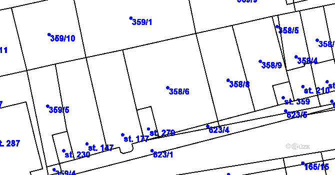 Parcela st. 358/6 v KÚ Měděnec, Katastrální mapa