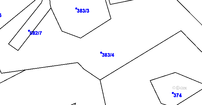 Parcela st. 383/4 v KÚ Měděnec, Katastrální mapa