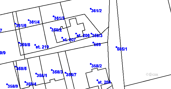 Parcela st. 589 v KÚ Měděnec, Katastrální mapa