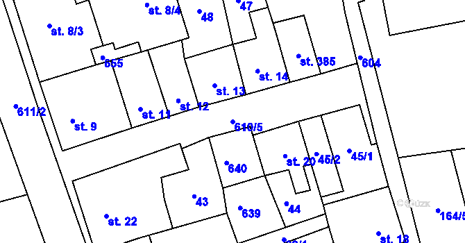 Parcela st. 610/5 v KÚ Měděnec, Katastrální mapa