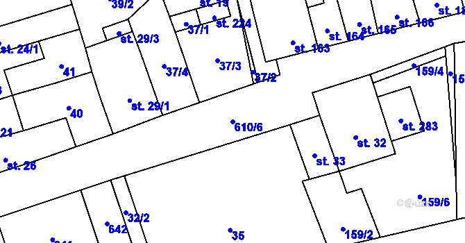 Parcela st. 610/6 v KÚ Měděnec, Katastrální mapa