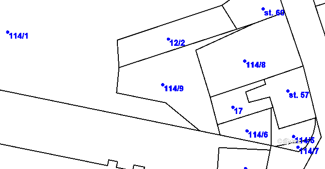 Parcela st. 114/9 v KÚ Měděnec, Katastrální mapa