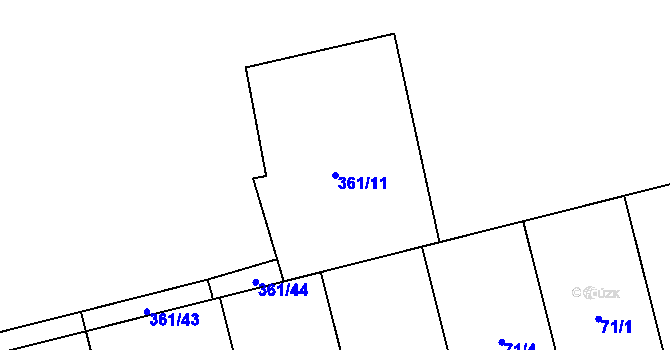 Parcela st. 361/11 v KÚ Měděnec, Katastrální mapa