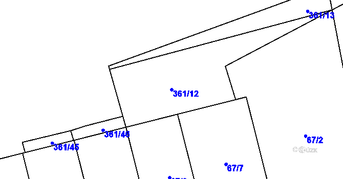 Parcela st. 361/12 v KÚ Měděnec, Katastrální mapa