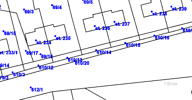 Parcela st. 610/14 v KÚ Měděnec, Katastrální mapa