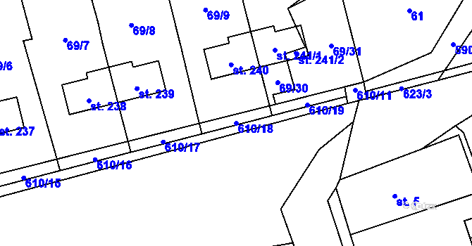 Parcela st. 610/18 v KÚ Měděnec, Katastrální mapa