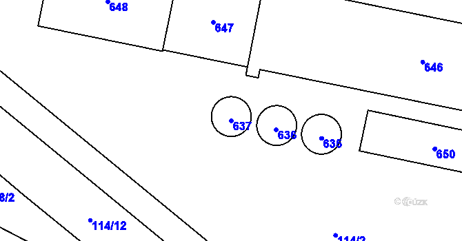 Parcela st. 637 v KÚ Měděnec, Katastrální mapa