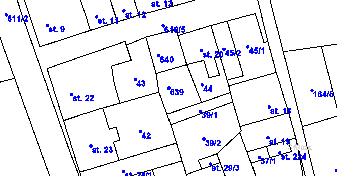 Parcela st. 639 v KÚ Měděnec, Katastrální mapa