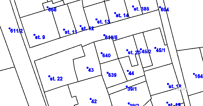Parcela st. 640 v KÚ Měděnec, Katastrální mapa