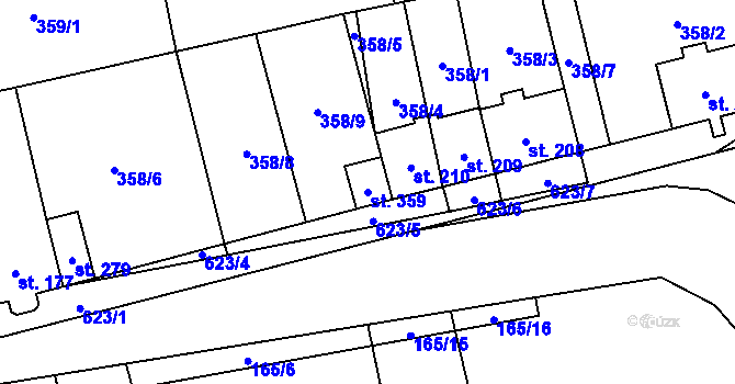 Parcela st. 359 v KÚ Měděnec, Katastrální mapa