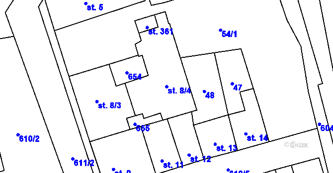 Parcela st. 8/4 v KÚ Měděnec, Katastrální mapa