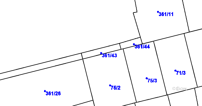 Parcela st. 361/43 v KÚ Měděnec, Katastrální mapa