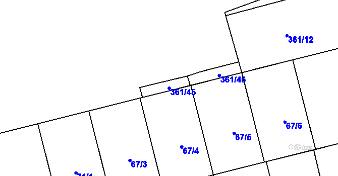 Parcela st. 361/45 v KÚ Měděnec, Katastrální mapa