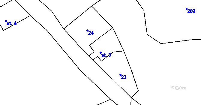 Parcela st. 3 v KÚ Vykmanov u Měděnce, Katastrální mapa