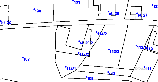 Parcela st. 29/2 v KÚ Vykmanov u Měděnce, Katastrální mapa