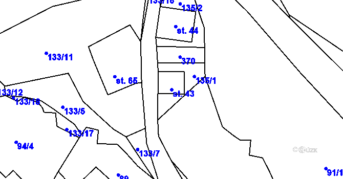 Parcela st. 43 v KÚ Vykmanov u Měděnce, Katastrální mapa