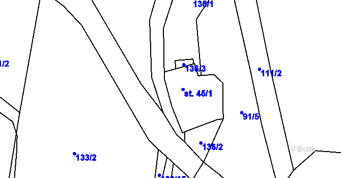 Parcela st. 45/2 v KÚ Vykmanov u Měděnce, Katastrální mapa