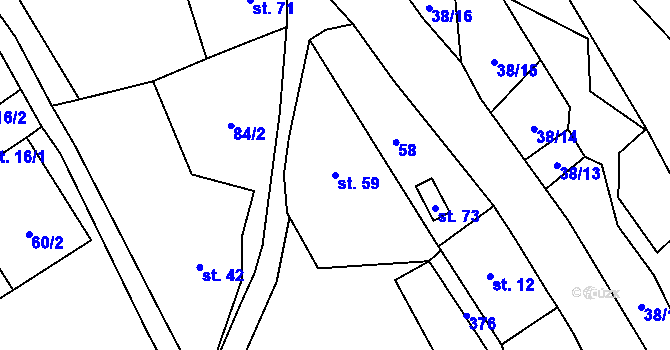 Parcela st. 59 v KÚ Vykmanov u Měděnce, Katastrální mapa