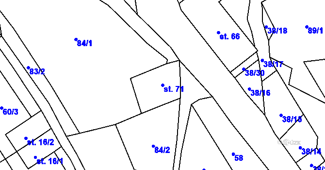 Parcela st. 71 v KÚ Vykmanov u Měděnce, Katastrální mapa