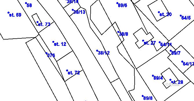Parcela st. 38/12 v KÚ Vykmanov u Měděnce, Katastrální mapa